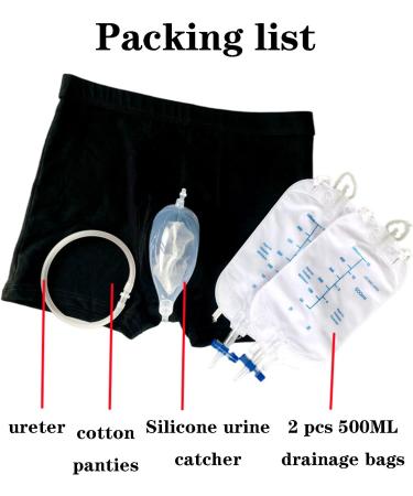 Reusable Urine Leg Bags Male Wearable Urine Bag Incontinence Underwear Pants Silicone Urine Funnel Pee Holder Collector with Catheter for Old Men Elderly Large - Buy Online on GoSupps.com