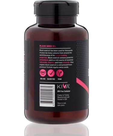 Kiva Black Seed Oil Softgel Capsules | 2000mg High Thymoquinone | Antioxidant Rich | 100% Pure Cold-Pressed Nigella Sativa | Raw Vegan - 60 Capsules - Buy Online on GoSupps.com
