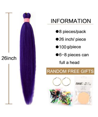AQINBEL 26 Inch Purple Pre-Stretched Braiding Hair - 8 Bundles | Itch-Free Synthetic Fiber Crochet Twist Braids | Yaki Texture Extensions - Buy Online on GoSupps.com