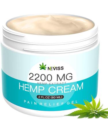 Neviss Organic H mp Cream 2200 MG - 2 Fl Oz for Muscles Hips Joints Neck Back Elbows Fingers Hands and Knees 100% Natural Made in USA (1 Pack)