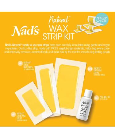 Nad's Wax Strips Kit - Natural Hair Removal for Women - Face, Body, and Bikini Waxing - Includes Post-Wax Oil - Buy Online on GoSupps.com