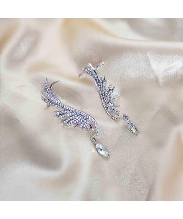 Boho Crystal Angel Wing Earrings | Silver Rhinestone Ear Climbers | Gifts for Women and Girls - Buy Online on GoSupps.com