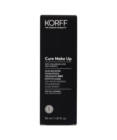 Korff Skin Booster 24-hour moisturizing foundation nude effect with hyaluronic acid and vitamin E fine and silky texture low coverage nude 01 30 ml bottle