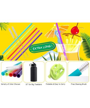 Hiware 12 Inch Extra Long Silicone Straws for Big Tumblers - Flexible Straws for 40 oz Hydro Flask, Half Gallon Water Bottles, 30 oz YETI, RICT, OZARK TRAIL - 7 Pieces - Buy Online on GoSupps.com