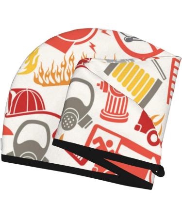 Firefighter Icons Microfiber Hair Towel - Super Absorbent Coral Velvet Wrap for Long Curly & Thick Hair - Buy Online on GoSupps.com