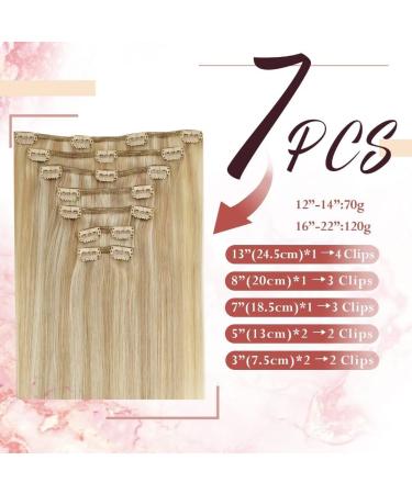Easyouth Blonde Highlight Clip in Hair Extensions - Remy Human Hair, 22 Inch, 120g, 7Pcs #24P613 (#27P613) - Buy Online on GoSupps.com