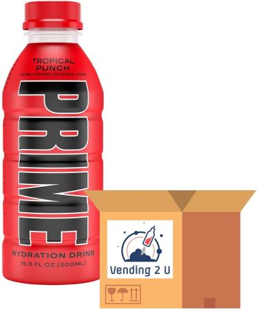 Prime Hydration Drink Variety Pack (16.9oz 12pk) Tropical Punch Blue Raspberry Lemon Lime With V2U Custom Koozie - Buy Online on GoSupps.com