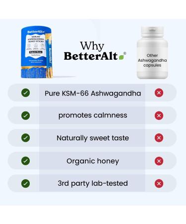 Better Alt KSM 66 Ashwagandha Honey Sticks |Organic Multiflora Himalayan Honey | Helps Promote Relaxation Focus |1 Month Dietary Supplement 30 Count (Pack of 1) - Buy Online on GoSupps.com