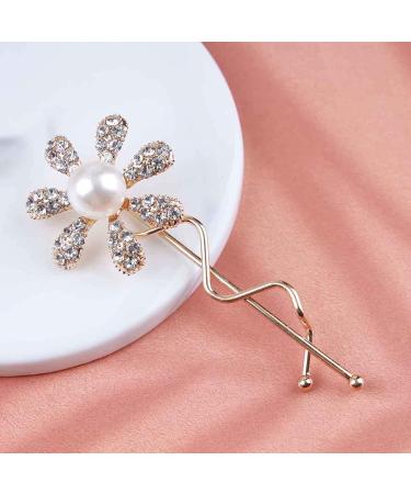 Cimenexe Bohemian Metal Flower Pearl Hair Pin Vintage Pearl Hair Clip Pin Crystal Flower Hairpins Clips Gold Pearl Flower Hair Barrette Headwear Metallic Decorative Hair Accessories Jewelry for Women - Buy Online on GoSupps.com