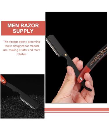 Beavorty Eyebrow Razor for Men - Manual Beard Shaver with Rustproof Steel & Ebony Holder | Practical Hairdresser Supply - Buy Online on GoSupps.com