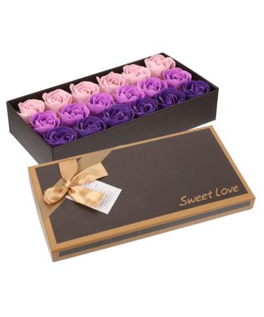 POPETPOP 1 Box decorate soap flowers flowers bouquet box flower arrangement Rose petal wedding soap flowers decors flower box artificial soap flower layout soap flowers small gift 3.2x3.2x3cm Purple