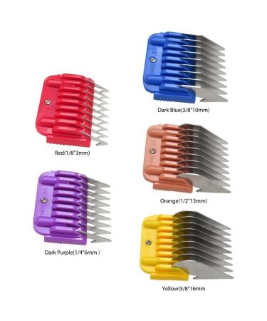 Professional Animal Stainless Steel Comb Set - 5 Color Guide for 10#/15#/30# Blades | Compatible with Andis Oster A5 Wahl KM | Adjustable Cutting Length 3mm-16mm - Buy Online on GoSupps.com
