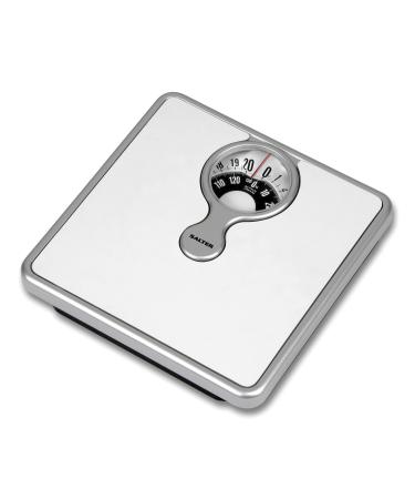 Salter 484 WHDR Magnified Mechanical Scales, 133 KG Maximum Capacity, Compact Design, Magnifying Lens, Bathroom, Easy to Read Dial, Cushioned, No Batteries, Weighing in kg, st and lbs, White Magnified Dial Mechanical Scale
