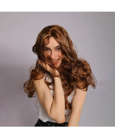 Buy Brown Wavy Synthetic Wig for Women Long Curly Hair | 80s 70s 60s 50s Cosplay Hairstyle | International Shipping Available - Buy Online on GoSupps.com