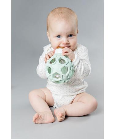 HEVEA Upcycled 2-in-1 Baby Glass Bottle | Eco-Friendly BPA-Free with Natural Rubber Star Ball (Light Blue) - Buy Online on GoSupps.com