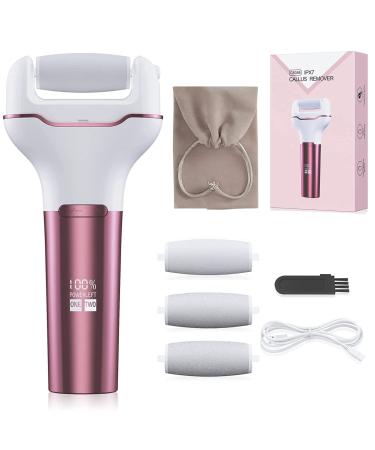XinBarber Pedicure Sets for Feet Electric Foot File Callus Remover Waterproof Hard Skin Remover Foot with 3 Rollers and 2 Speeds Professional Pedicure Tools Gift Kit for Cracked Heels Callus Dead Skin
