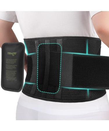 Newgo de back support belts with 5 struts comfortable back bandage for men and women with removable heat/cold pockets to the lower back lws breathable back belt for work - Buy Online on GoSupps.com