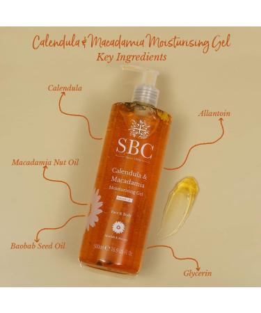 SBC Skincare Calendula & Macadamia Moisturising Gel - 500ml | Lightweight Face And Body Moisturiser For Dry Or Irritated Skin | Moisturising Body Lotion | Vegan Friendly - Buy Online on GoSupps.com