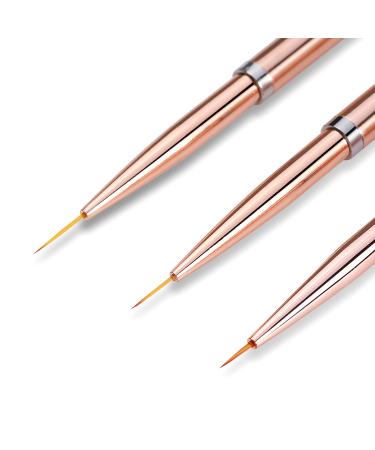 JASSINS Nail Art Liner Brushes Set - Rose Gold - Striping Thin Long Line Design Brush Pens - 3 sizes (7mm/9mm/11mm) - Buy Online on GoSupps.com