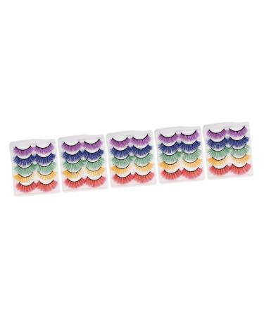 FOMIYES 25 Pairs Fake Eyelashes Colorful Lashes Strips 3d Flexible False Lashes Goth Eyelashes Costume Eyelashes Colorful Eyelashes Red Outfit Cosmetic Accessories Imitation Miss