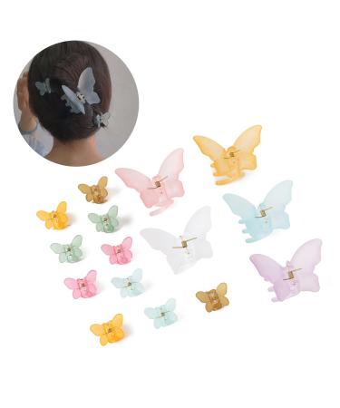 Agirlvct 15 PCS Butterfly Hair Claw Clips  Non-slip Hair Jaw Clips  Medium Hair Clips Strong Hold Cute Claw Clips Birthday Gift for Women Girls Thick Thin Hair (Matte-Color) Style 2