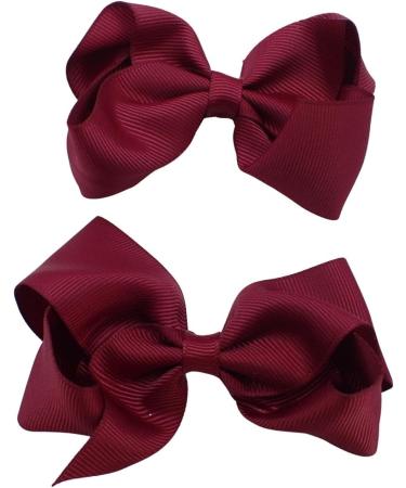 Topkids Accessories 2x Ribbon Hair Bows Hair Clip Hair Bows for Girls Hair Clips Women Girls Hair Clips Girls Hair Accessories Baby Hair Clips Crocodile Clips Hair Bows (10cm Burgundy) - Buy Online on GoSupps.com