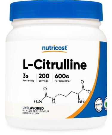 Nutricost Pure L-Citrulline (Base) Powder (600 Grams) 1.32 Pound (Pack of 1)