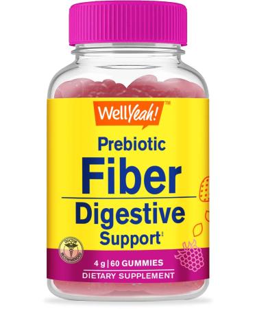WellYeah Prebiotic Fiber Gummies - Digestive System Support  Doctor Recommended  Can Help for Constipation - Vegan Friendly and Gluten-Free  GMO Free - Yummy Natural Berry Flavors - 60 Gummies
