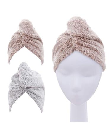 Shop M-bestl Hair Towel Turban - Quick-Dry Microfiber Towels (2 Pack) in Star Gray & Star Pink | Perfect for Fast Hair Drying - International Shipping Available - Buy Online on GoSupps.com