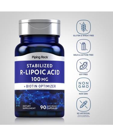 Piping Rock Stabilized R-Lipoic Acid 100mg | Non-GMO Gluten Free | 90 Capsules with Biotin Optimizer - International Shipping Available - Buy Online on GoSupps.com