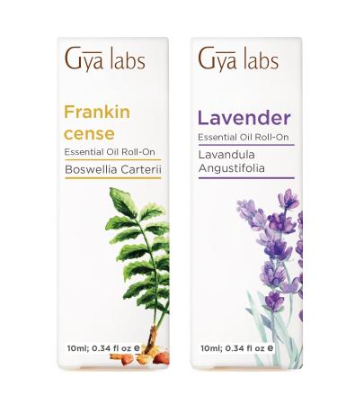 Frankincense & Lavender Roll On Set - Essential Oils Aromatherapy Roll On with Essential Oil Set - 2x0.34 fl oz - Gya Labs