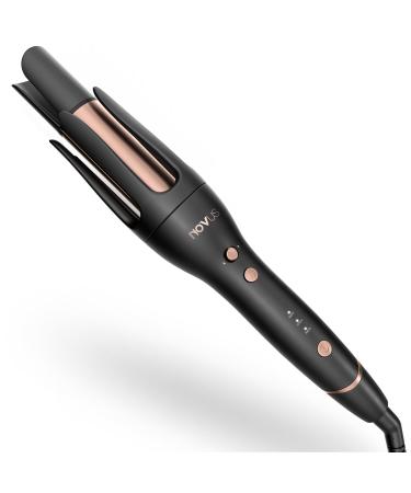 Anti-Scald Automatic Curling Iron Rotating Curling Iron Ceramic Curling Iron Auto Curling Wand Adjustable Steering Time Reminder 30Min Auto Shut Down 3 Temp Settings for All Hair Types Black