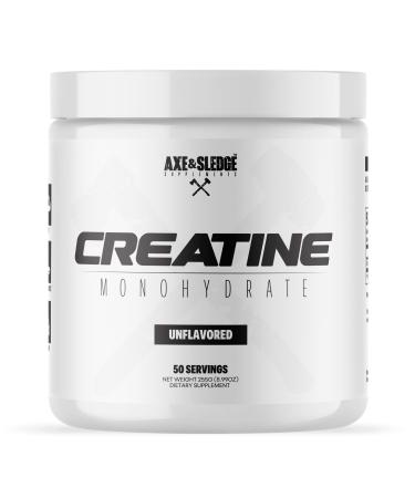 Axe & Sledge Basics Creatine | Unflavored Enhances Strength & Performance Increases Lean Body Mass 50 Servings | Pure Creatine Monohydrate No Fillers or Artificial Substances | 50 Servings