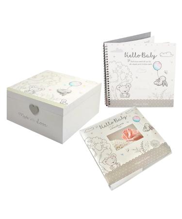 Baby Keepsake Gifts - Baby Keepsake Box Baby Photo Album and Baby Milestone Record Book Journal - Baby Shower Christening Gifts Boy Girl by Great British Home