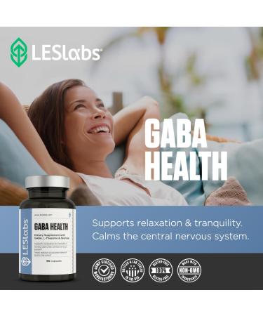 LES Labs GABA Health Calm Mind & Relaxation Stress Relief Neurotransmitter Support & Deep Sleep GABA Taurine Passionflower Skullcap L-Theanine & Magnesium Non-GMO Supplement 90 Capsules - Buy Online on GoSupps.com