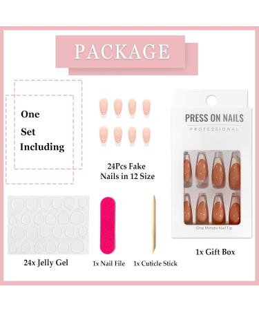 Ceboic 24pcs Short French Press on False Nails - Glossy White Border, Acrylic Full Cover Stick on Nails for Women and Girls - Removable & Adhesive Tabs Included - Buy Online on GoSupps.com