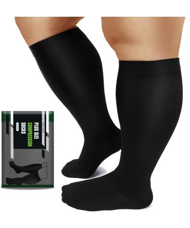 DHSO Oversize Compression Stockings for Men & Women - 20 30 mmHg Knee-High Black XXL for Wide Calves Improve Blood Circulation & Recovery Support - Buy Online on GoSupps.com