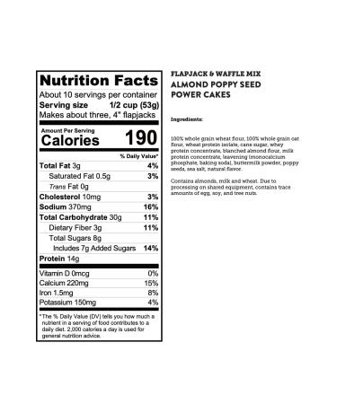 Kodiak Cakes Protein Pancake Mix - Almond Poppyseed 18oz (Pack of 6) - High Protein Flapjack & Waffle Mix - Buy Online on GoSupps.com