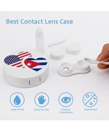 Cuba US Flag Round Case For Contact Lens Kit Storage Box with Mirror Printed - Buy Online on GoSupps.com