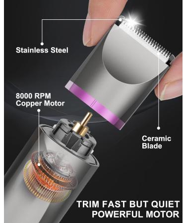 Body Hair Trimmer for Men and Women Pubic Hair Trimmer Bikini Trimmer Electric Shaver Razor for Armpit Legs Groin Hair Removal Rechargeable Ceramic Blades Waterproof Gray+Purple - Buy Online on GoSupps.com