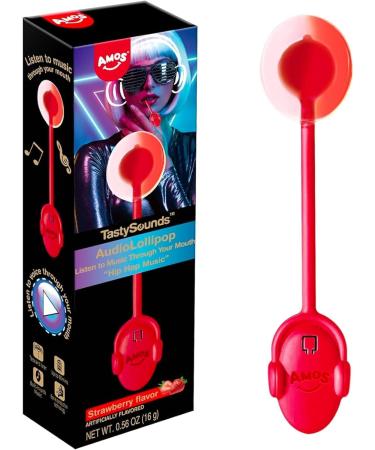 Amos TastySounds Candy Lollipop Strawberry Flavour 16g (Pack of 2) | Individually Packed Audio Music Lollipop - Buy Online on GoSupps.com
