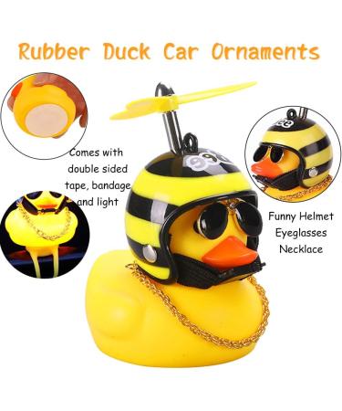 2Pcs Yellow Duck Car Ornaments - Squeeze Duck Dashboard Decorations with Propeller Helmet - Wonuu Rubber Duck Bicycle Horns for Fun and Safety - Buy Online on GoSupps.com