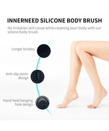 Silicone Body Scrubber and Loofah Set - Exfoliating Body Scrub Brush for Shower - Men and Women - Gift for Dad - Black - Buy Online on GoSupps.com