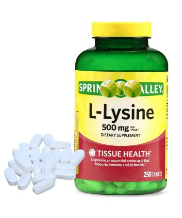 L Lysine 500mg Tablets Super Lysine Immune Support & Healthy Skin 250 Count (Pack 1)