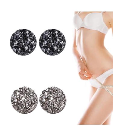 Lymphvity magnetic therapy germanium earring 2 sticks decrease earrings women magnetic field therapy lymphatic earrings non-penetrating acupressure earrings for men and women (silver+black)