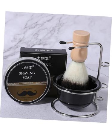 Minkissy Shaving Foam Shell Clips Set | Metal Shaving Brush & Cup with Stand | Body Care & Hairdresser Accessories | Travel-Friendly | 12x8.5cm Black - Buy Online on GoSupps.com
