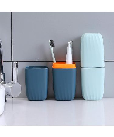 Travel Toothbrush Case & Holder with Cup - Light Blue | Portable and Multifunctional for Camping, Trip or Daily Use - Buy Online on GoSupps.com