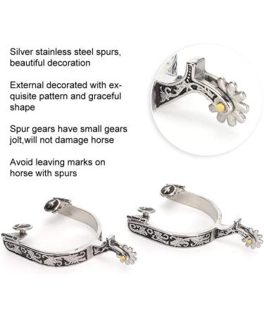 Zerodis Stainless Steel Horse Spurs West Cowboy Horse Boot Spurs Decoration with Gear Spurs for Boots Equestrian Equipment for Equestrian Competition Entertainment - Buy Online on GoSupps.com