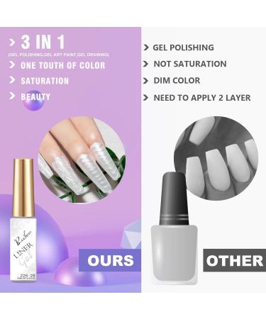 Rechoo Liner Nail Gel Polish-10ML*2 White & Purple Pearl Shimmer Glitter Gel Nail Polish for Fineliner Nail Art French Manicure Nail Polish Shellac Color Gel with thinner Brush E-2-Purple & White - Buy Online on GoSupps.com
