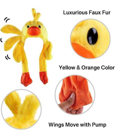 Plush Animal Winter Ski Hat Beanie Aviator Style with Long Ear Flaps - Yellow Duck - Buy Online on GoSupps.com